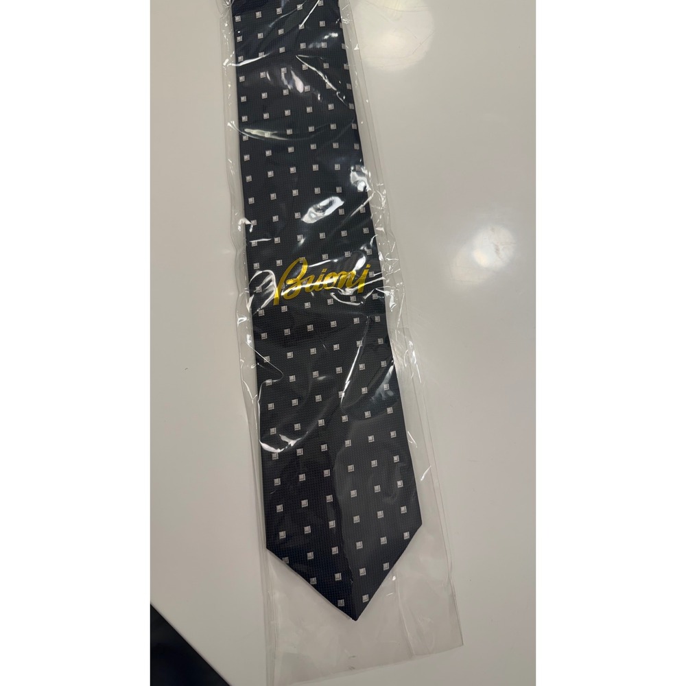 Brioni Black Micro Square Dot Silk Tie NWT — Retail $350